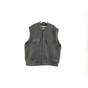 Vance Leathers Mens Size 52 Leather Trim Tactical Motorcycle Riding Vest Black